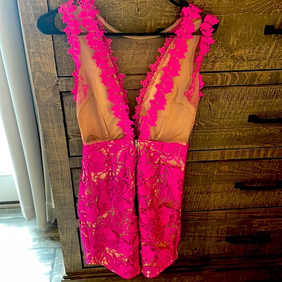 Hot Pink, illusion dress - Picture 2 of 3